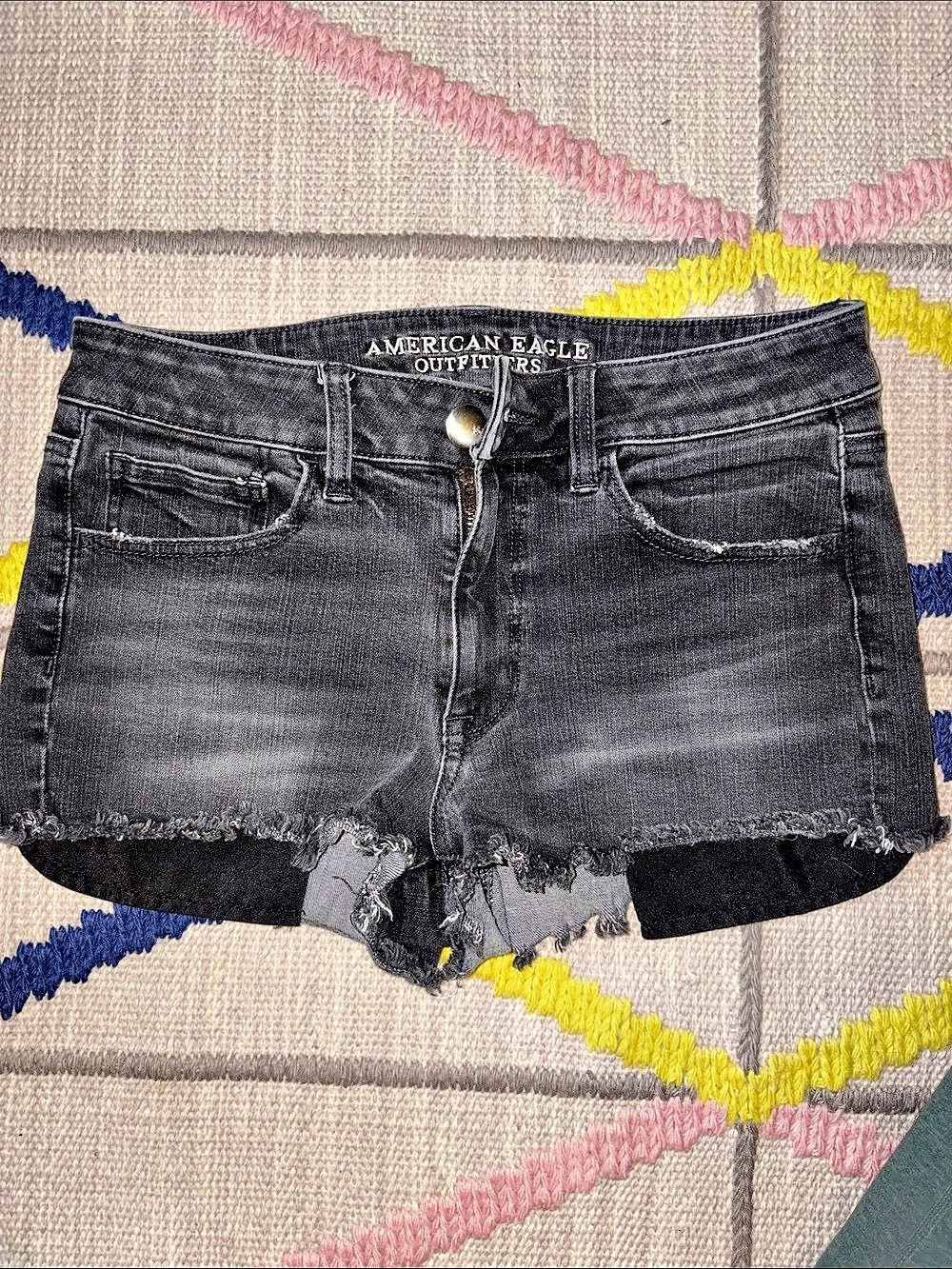 American Eagle Outfitters High-Rise Shortie Black Denim Shorts Size 6
